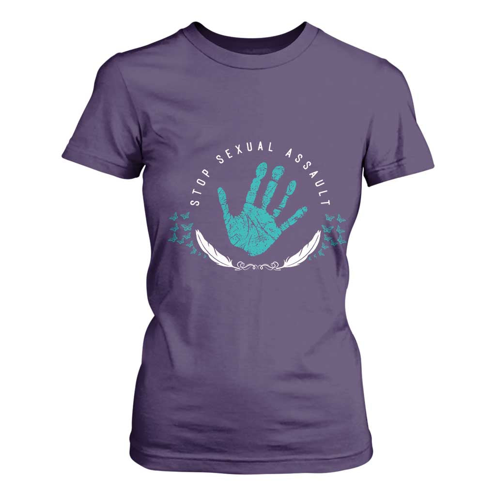 Stop Sexual Assault Awareness Survivor T Shirt For Women TS14 Purple Print Your Wear