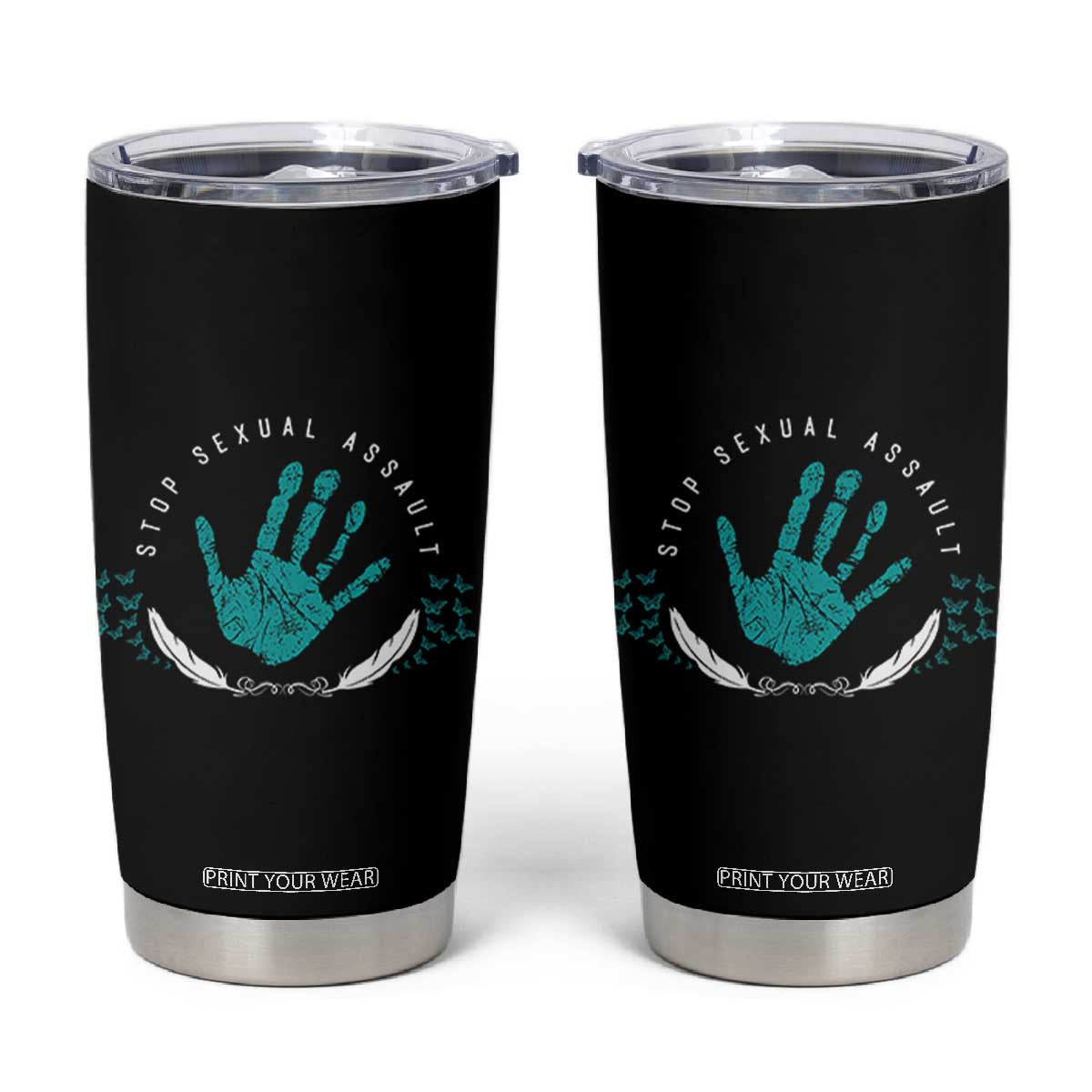Stop Sexual Assault Awareness Survivor Tumbler Cup TS14 Black Print Your Wear