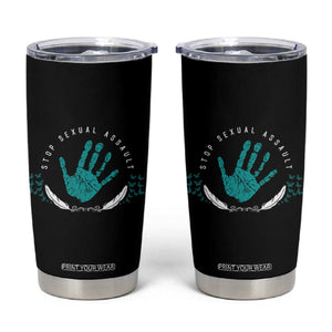 Stop Sexual Assault Awareness Survivor Tumbler Cup TS14 Black Print Your Wear