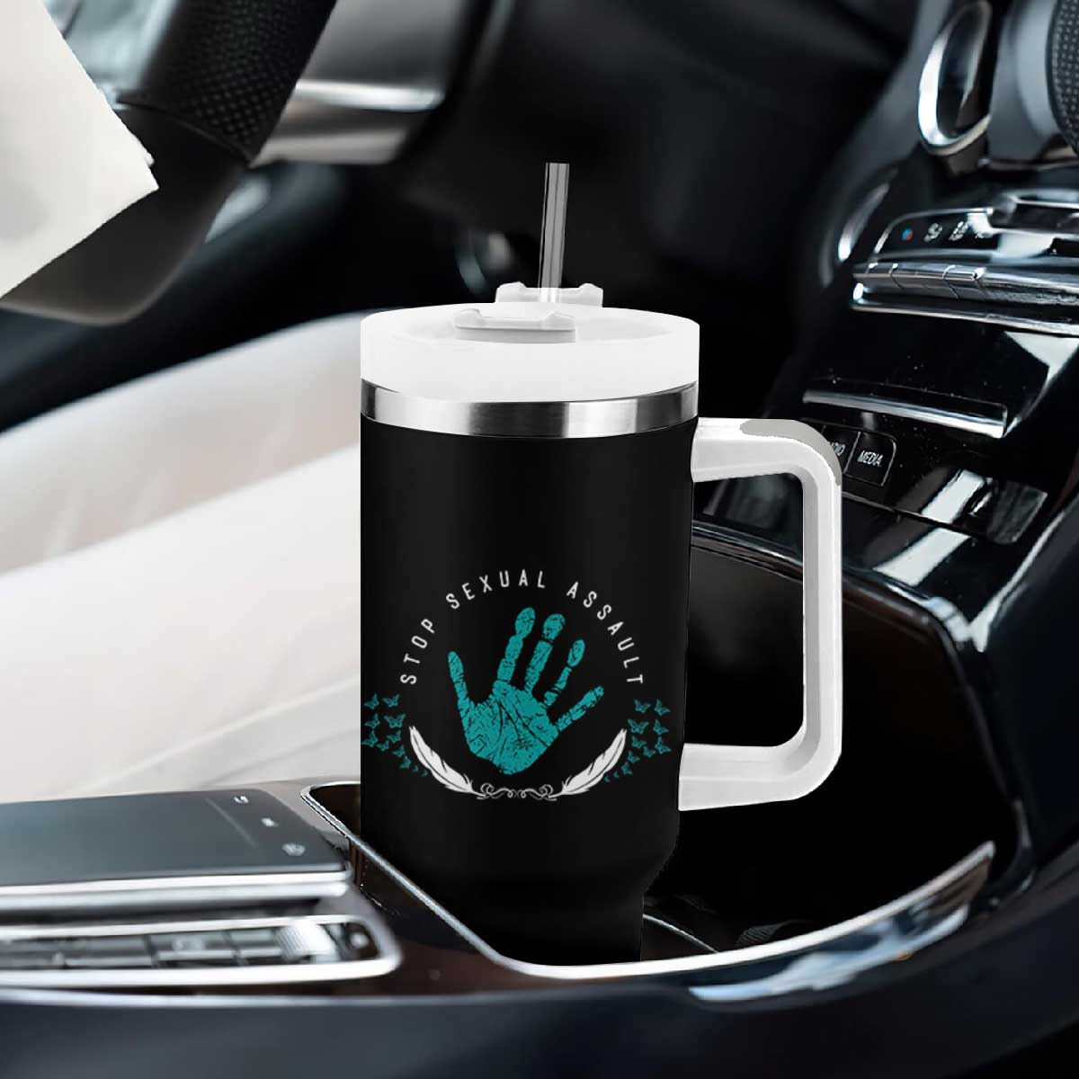 Stop Sexual Assault Awareness Survivor Tumbler With Handle TS14 Print Your Wear