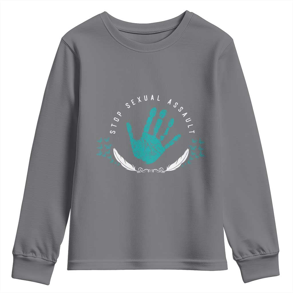 Stop Sexual Assault Awareness Survivor Youth Sweatshirt TS14 Charcoal Print Your Wear