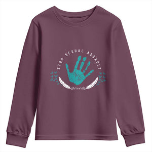 Stop Sexual Assault Awareness Survivor Youth Sweatshirt TS14 Maroon Print Your Wear