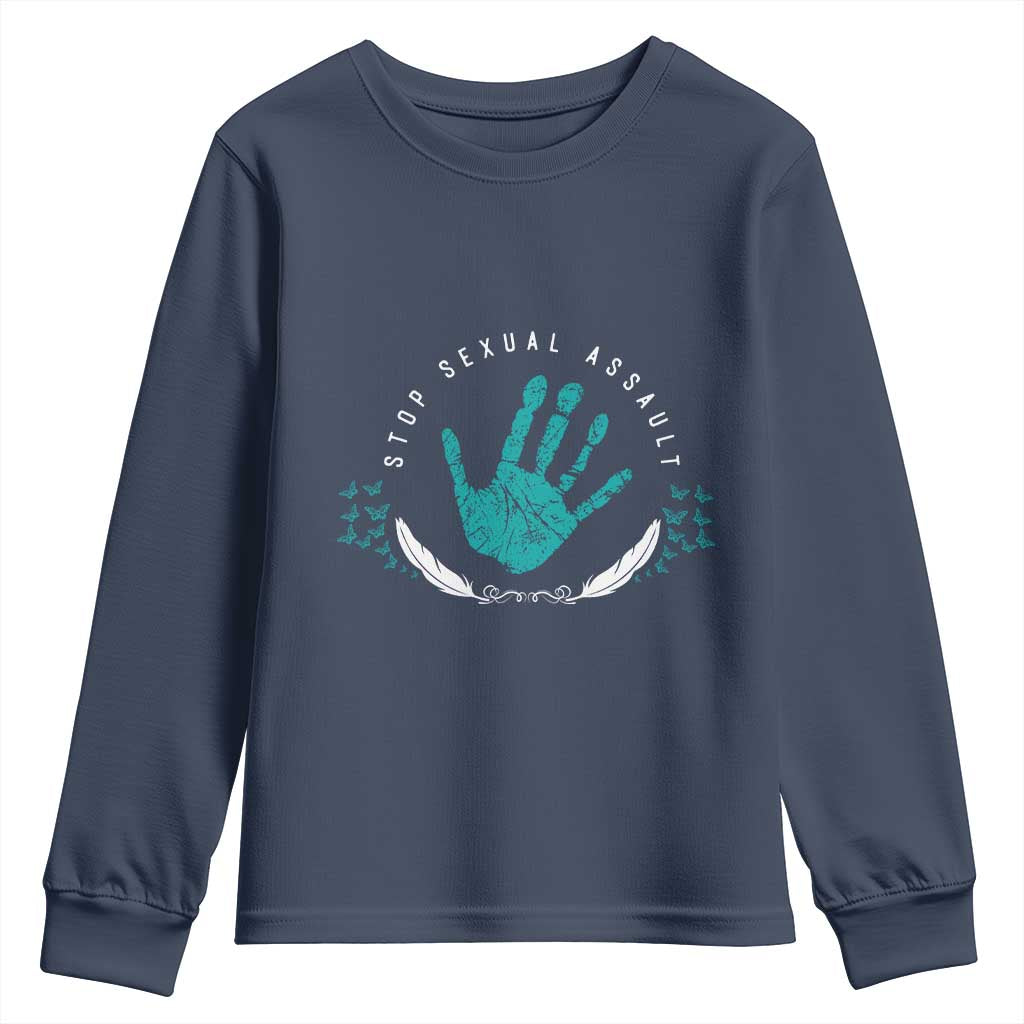 Stop Sexual Assault Awareness Survivor Youth Sweatshirt TS14 Navy Print Your Wear