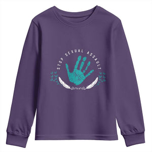 Stop Sexual Assault Awareness Survivor Youth Sweatshirt TS14 Purple Print Your Wear