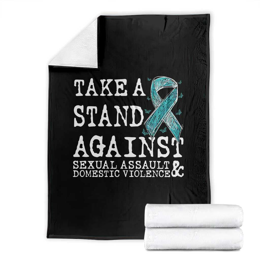 Sexual Assault Awareness Month Throw Blanket Stand Against Sexual Assault & Domestic Violence TS14 Black Print Your Wear