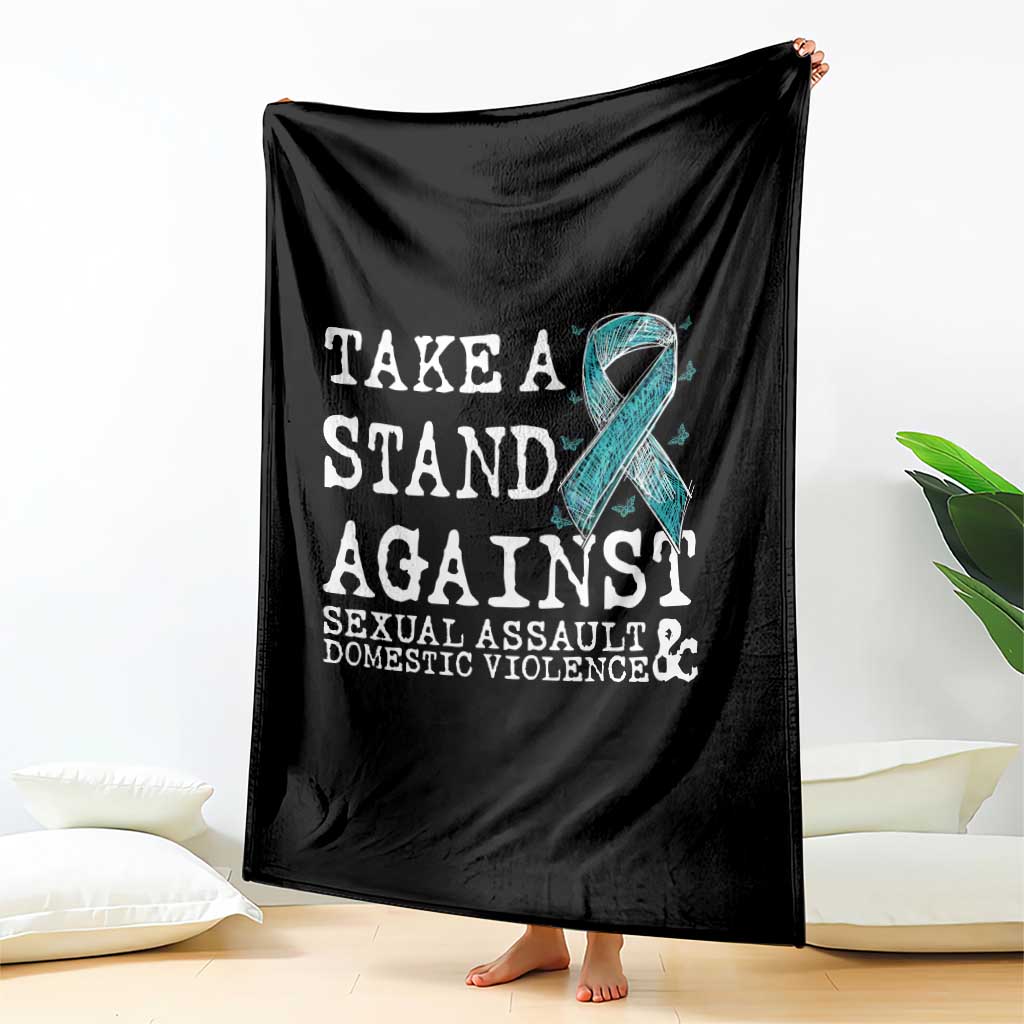 Sexual Assault Awareness Month Throw Blanket Stand Against Sexual Assault & Domestic Violence TS14 Print Your Wear