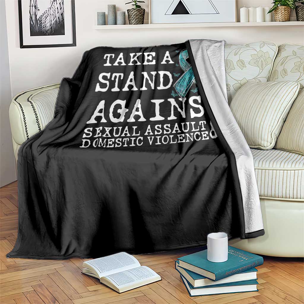 Sexual Assault Awareness Month Throw Blanket Stand Against Sexual Assault & Domestic Violence TS14 Print Your Wear