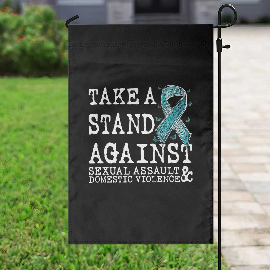 Sexual Assault Awareness Month Garden Flag Stand Against Sexual Assault & Domestic Violence TS14 Print Your Wear