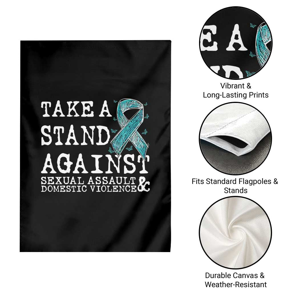 Sexual Assault Awareness Month Garden Flag Stand Against Sexual Assault & Domestic Violence TS14 Print Your Wear