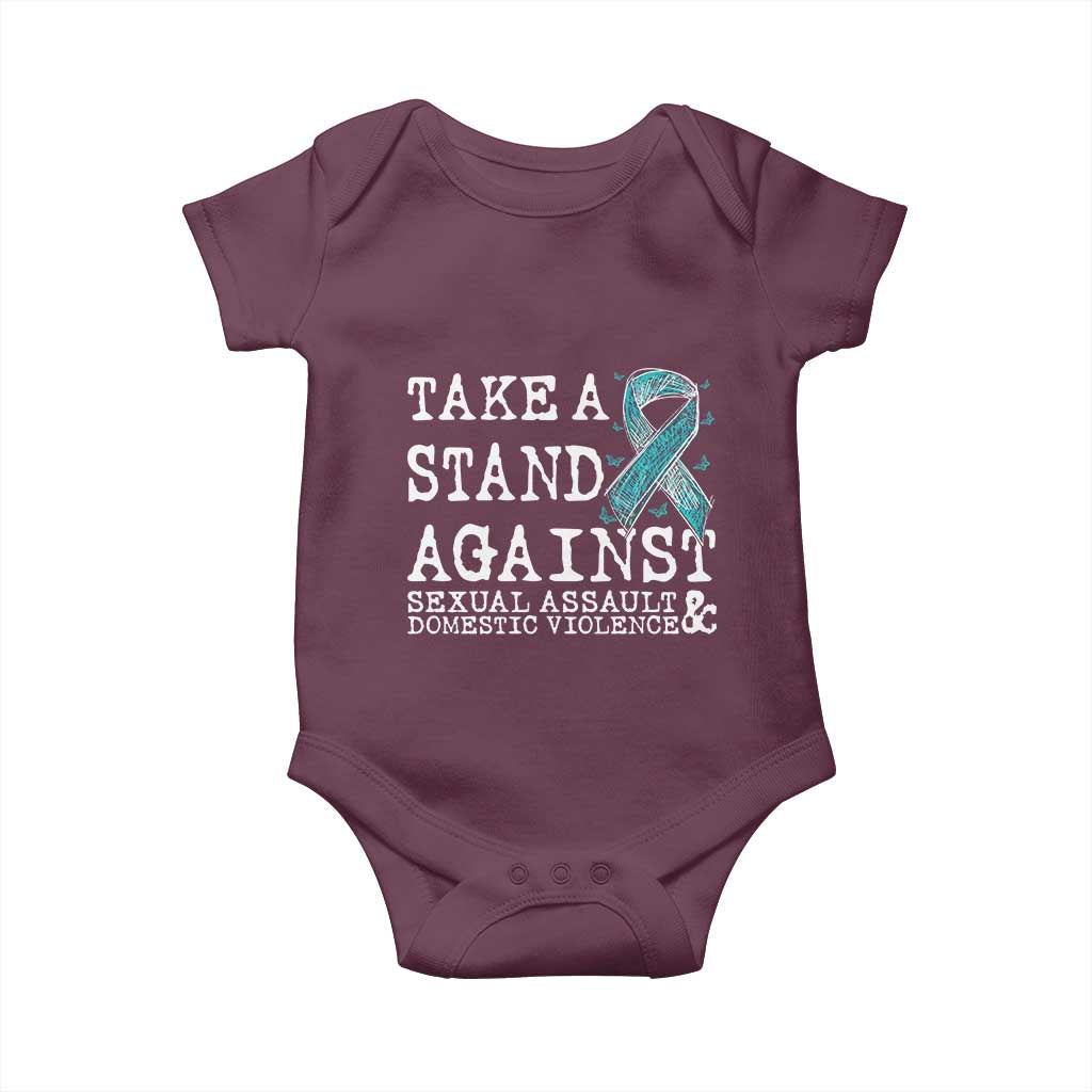 Sexual Assault Awareness Month Baby Onesie Stand Against Sexual Assault & Domestic Violence TS14 Maroon Print Your Wear