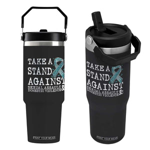 Sexual Assault Awareness Month Flip Straw Tumbler Stand Against Sexual Assault & Domestic Violence TS14 One Size: 30 oz Black Print Your Wear