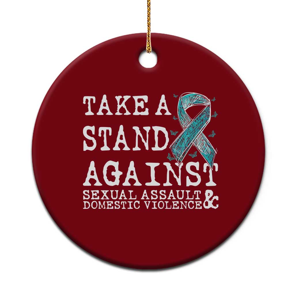 Sexual Assault Awareness Month Ceramic Ornament Stand Against Sexual Assault & Domestic Violence TS14 1pc Red Print Your Wear