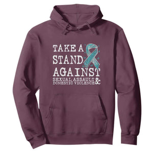 Sexual Assault Awareness Month Hoodie Stand Against Sexual Assault & Domestic Violence TS14 Maroon Print Your Wear