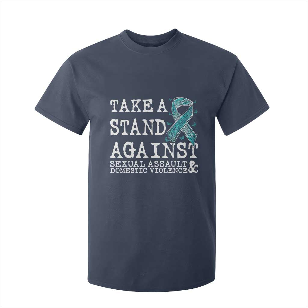 Sexual Assault Awareness Month T Shirt For Kid Stand Against Sexual Assault & Domestic Violence TS14 Navy Print Your Wear