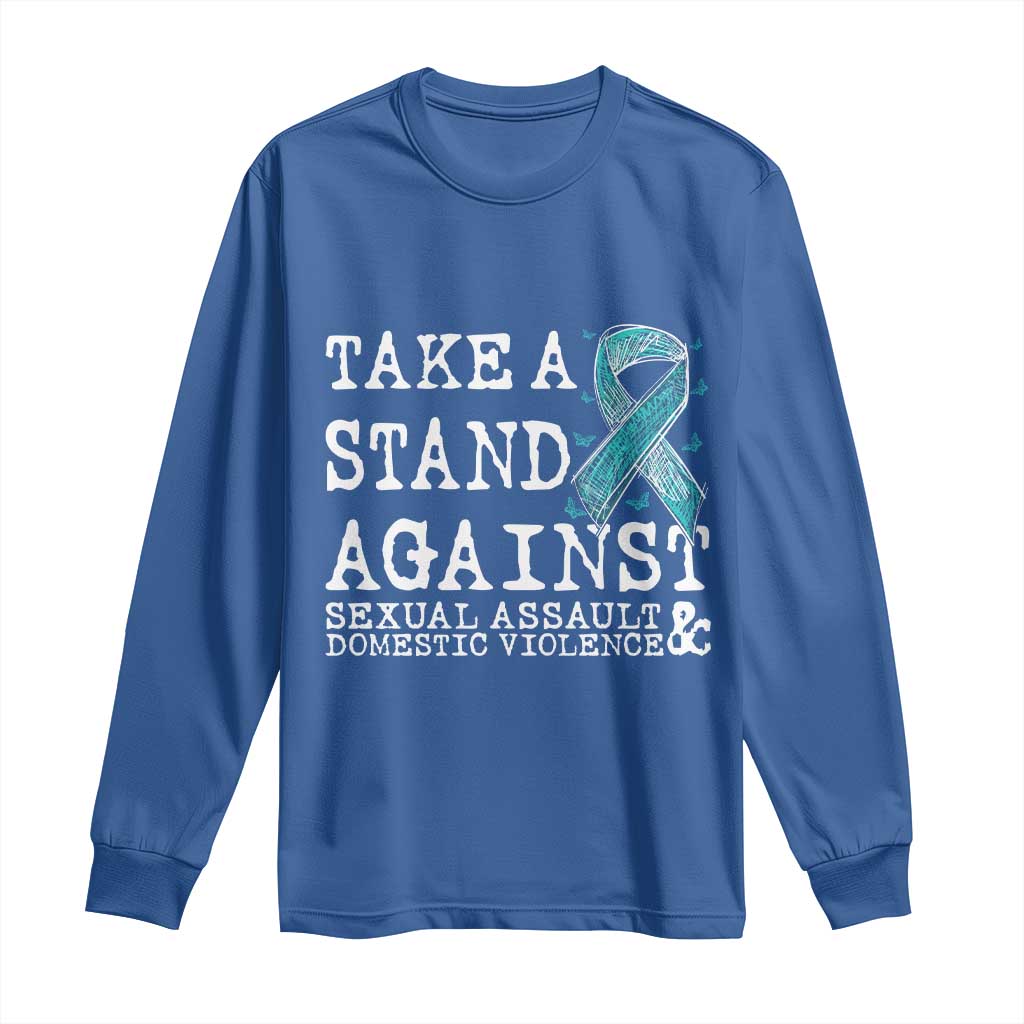 Sexual Assault Awareness Month Long Sleeve Shirt Stand Against Sexual Assault & Domestic Violence TS14 Royal Blue Print Your Wear