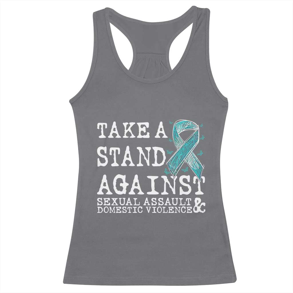 Sexual Assault Awareness Month Racerback Tank Top Stand Against Sexual Assault & Domestic Violence TS14 Charcoal Print Your Wear