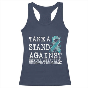 Sexual Assault Awareness Month Racerback Tank Top Stand Against Sexual Assault & Domestic Violence TS14 Navy Print Your Wear