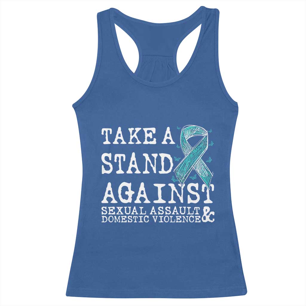Sexual Assault Awareness Month Racerback Tank Top Stand Against Sexual Assault & Domestic Violence TS14 Royal Blue Print Your Wear