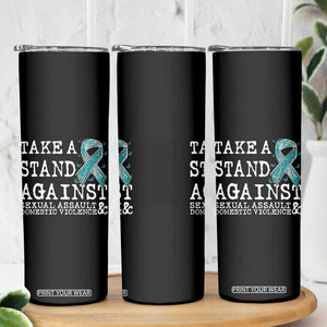 Sexual Assault Awareness Month Skinny Tumbler Stand Against Sexual Assault & Domestic Violence TS14 Print Your Wear
