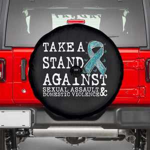 Sexual Assault Awareness Month Spare Tire Cover Stand Against Sexual Assault & Domestic Violence TS14 Black Print Your Wear