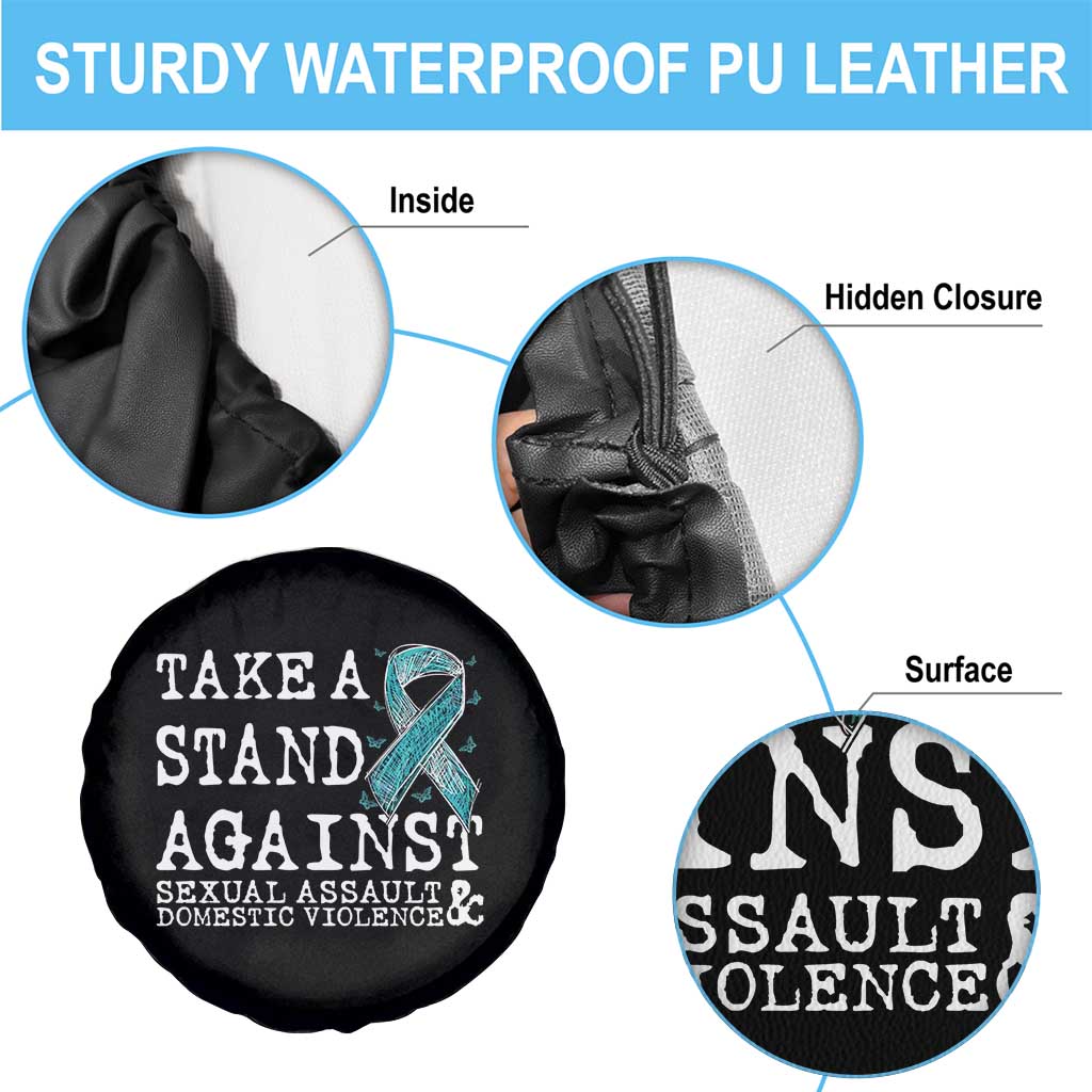 Sexual Assault Awareness Month Spare Tire Cover Stand Against Sexual Assault & Domestic Violence TS14 Print Your Wear