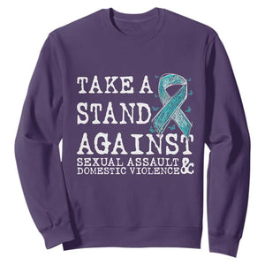 Sexual Assault Awareness Month Sweatshirt Stand Against Sexual Assault & Domestic Violence TS14 Purple Print Your Wear