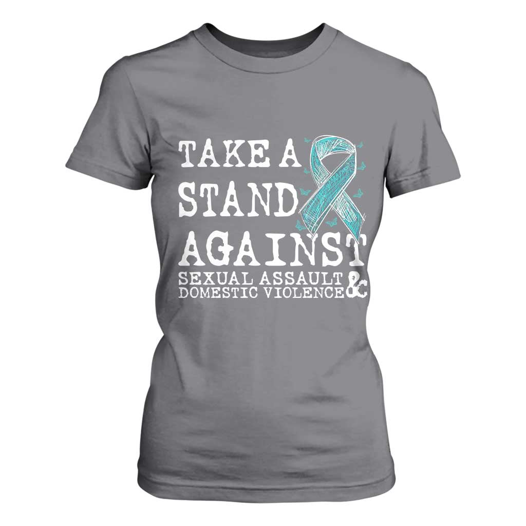 Sexual Assault Awareness Month T Shirt For Women Stand Against Sexual Assault & Domestic Violence TS14 Charcoal Print Your Wear