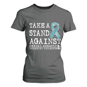 Sexual Assault Awareness Month T Shirt For Women Stand Against Sexual Assault & Domestic Violence TS14 Dark Heather Print Your Wear