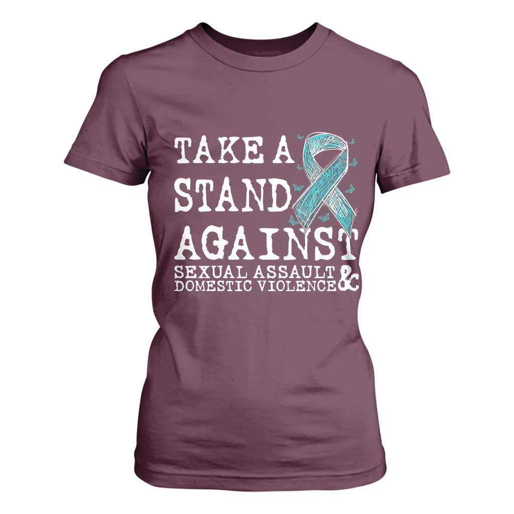 Sexual Assault Awareness Month T Shirt For Women Stand Against Sexual Assault & Domestic Violence TS14 Maroon Print Your Wear