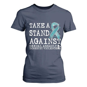 Sexual Assault Awareness Month T Shirt For Women Stand Against Sexual Assault & Domestic Violence TS14 Navy Print Your Wear