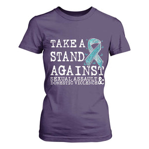 Sexual Assault Awareness Month T Shirt For Women Stand Against Sexual Assault & Domestic Violence TS14 Purple Print Your Wear