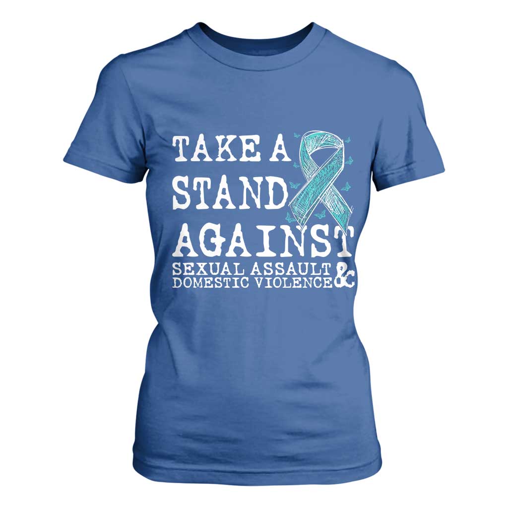 Sexual Assault Awareness Month T Shirt For Women Stand Against Sexual Assault & Domestic Violence TS14 Royal Blue Print Your Wear