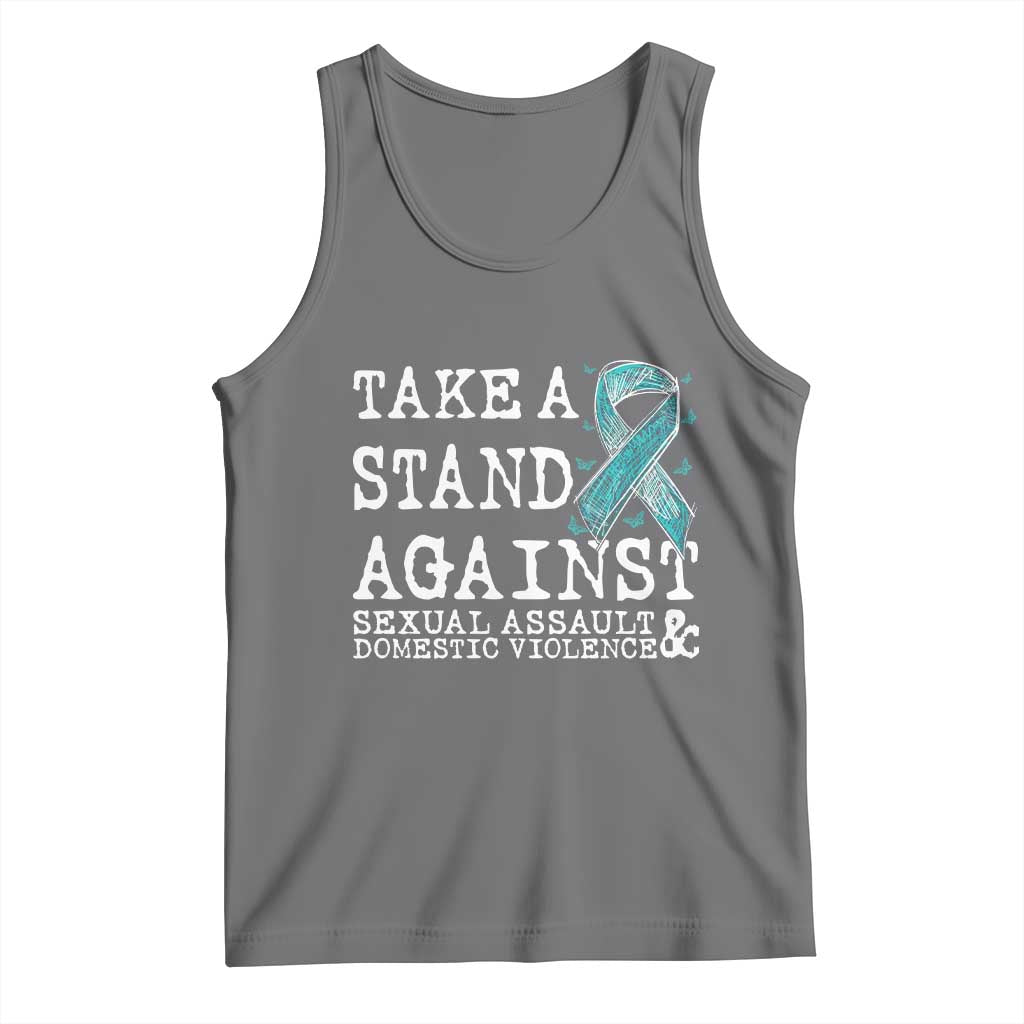 Sexual Assault Awareness Month Tank Top Stand Against Sexual Assault & Domestic Violence TS14 Black Heather Print Your Wear