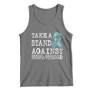 Sexual Assault Awareness Month Tank Top Stand Against Sexual Assault & Domestic Violence TS14 Black Heather Print Your Wear