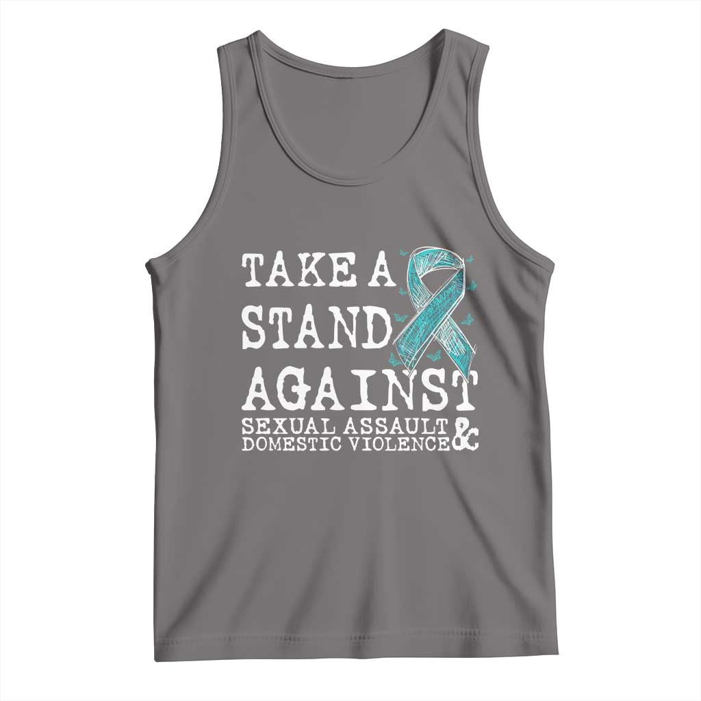 Sexual Assault Awareness Month Tank Top Stand Against Sexual Assault & Domestic Violence TS14 Deep Heather Print Your Wear