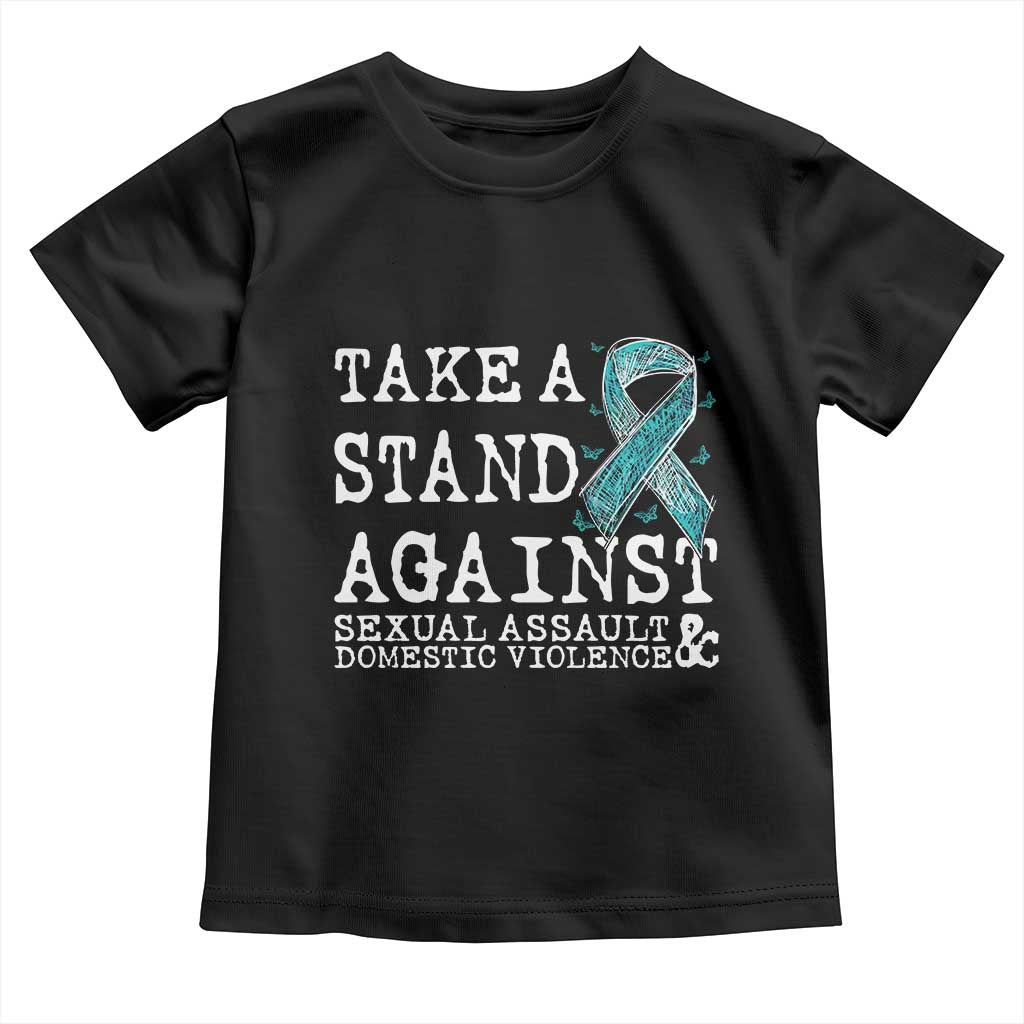 Sexual Assault Awareness Month Toddler T Shirt Stand Against Sexual Assault & Domestic Violence TS14 Black Print Your Wear