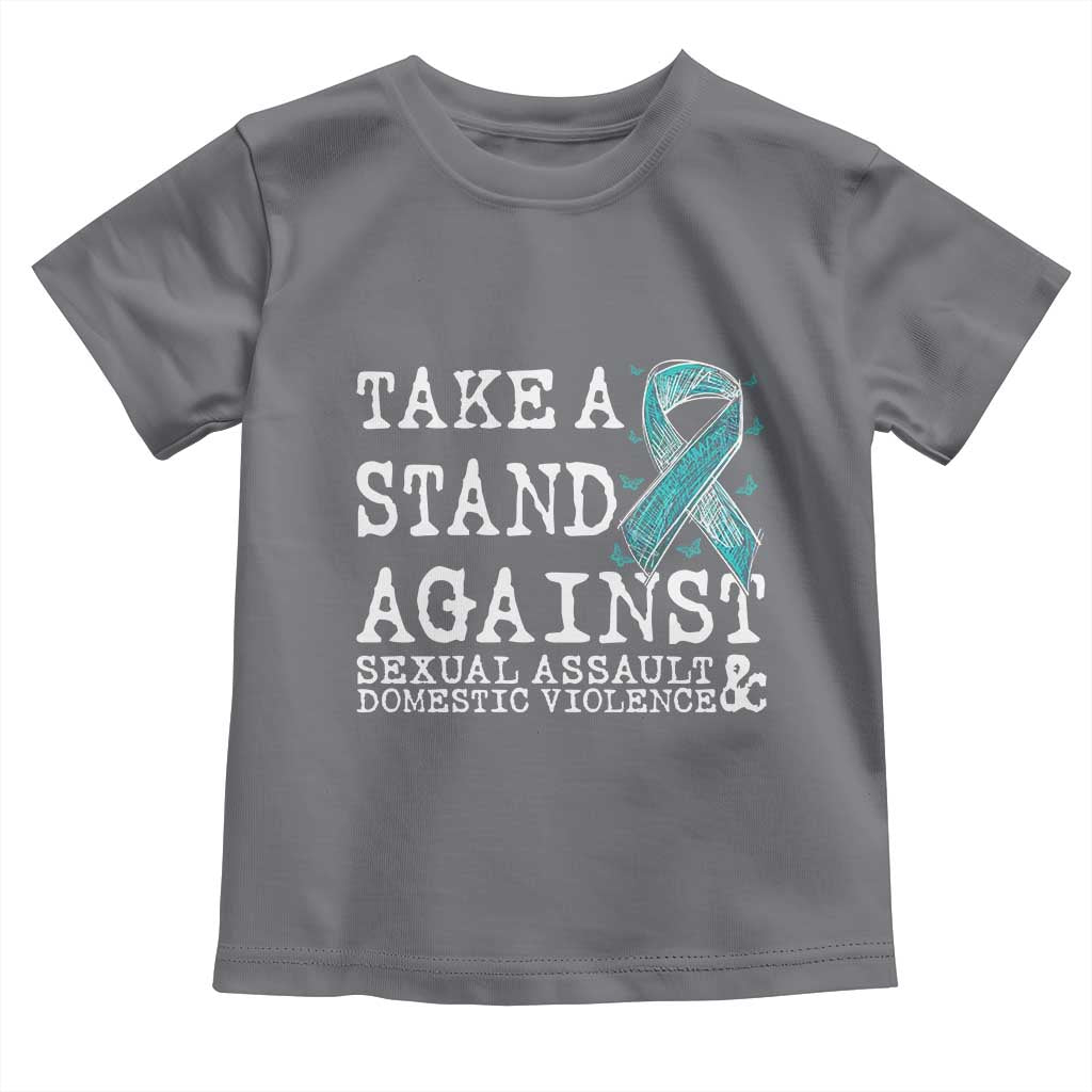 Sexual Assault Awareness Month Toddler T Shirt Stand Against Sexual Assault & Domestic Violence TS14 Charcoal Print Your Wear