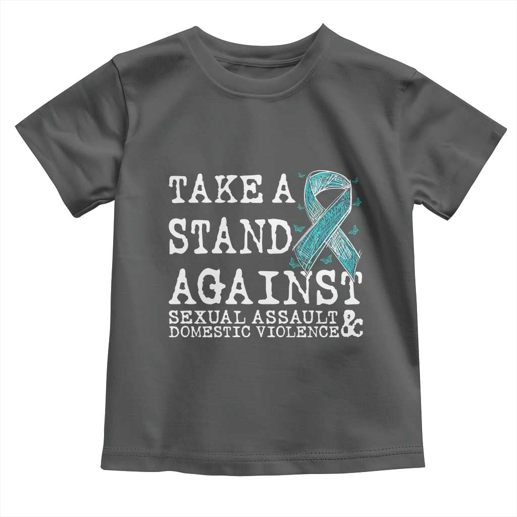 Sexual Assault Awareness Month Toddler T Shirt Stand Against Sexual Assault & Domestic Violence TS14 Dark Heather Print Your Wear