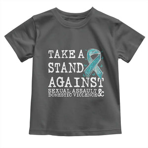 Sexual Assault Awareness Month Toddler T Shirt Stand Against Sexual Assault & Domestic Violence TS14 Dark Heather Print Your Wear