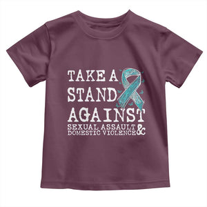 Sexual Assault Awareness Month Toddler T Shirt Stand Against Sexual Assault & Domestic Violence TS14 Maroon Print Your Wear