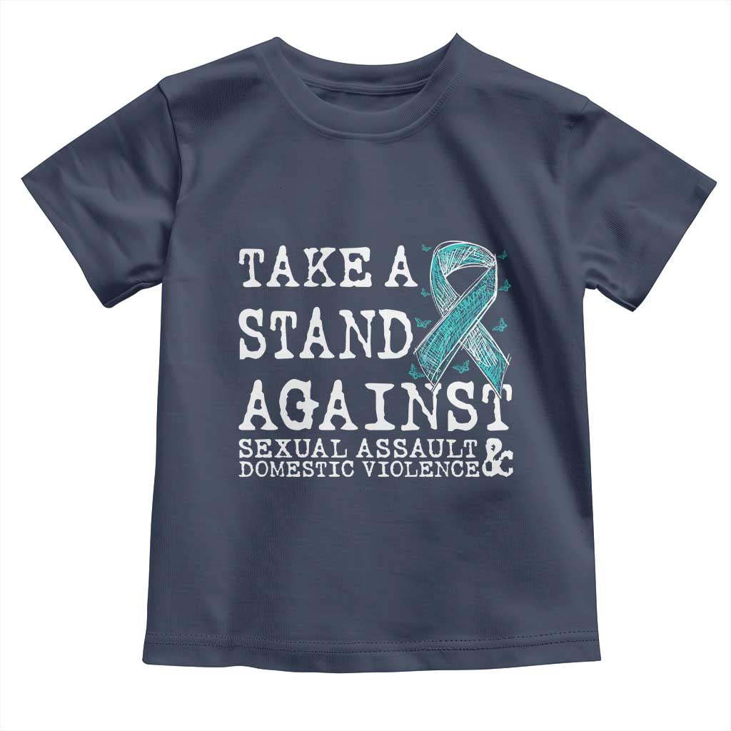 Sexual Assault Awareness Month Toddler T Shirt Stand Against Sexual Assault & Domestic Violence TS14 Navy Print Your Wear