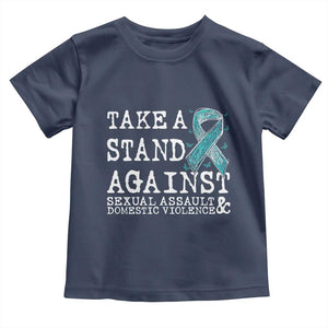 Sexual Assault Awareness Month Toddler T Shirt Stand Against Sexual Assault & Domestic Violence TS14 Navy Print Your Wear