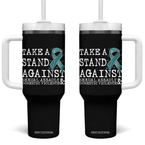 Sexual Assault Awareness Month Tumbler With Handle Stand Against Sexual Assault & Domestic Violence TS14 One Size: 40 oz Black Print Your Wear