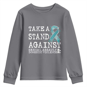 Sexual Assault Awareness Month Youth Sweatshirt Stand Against Sexual Assault & Domestic Violence TS14 Charcoal Print Your Wear