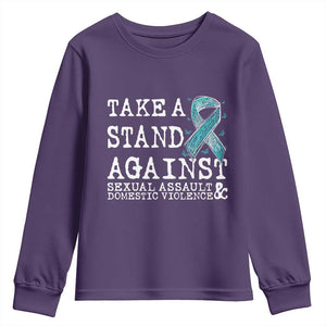 Sexual Assault Awareness Month Youth Sweatshirt Stand Against Sexual Assault & Domestic Violence TS14 Purple Print Your Wear