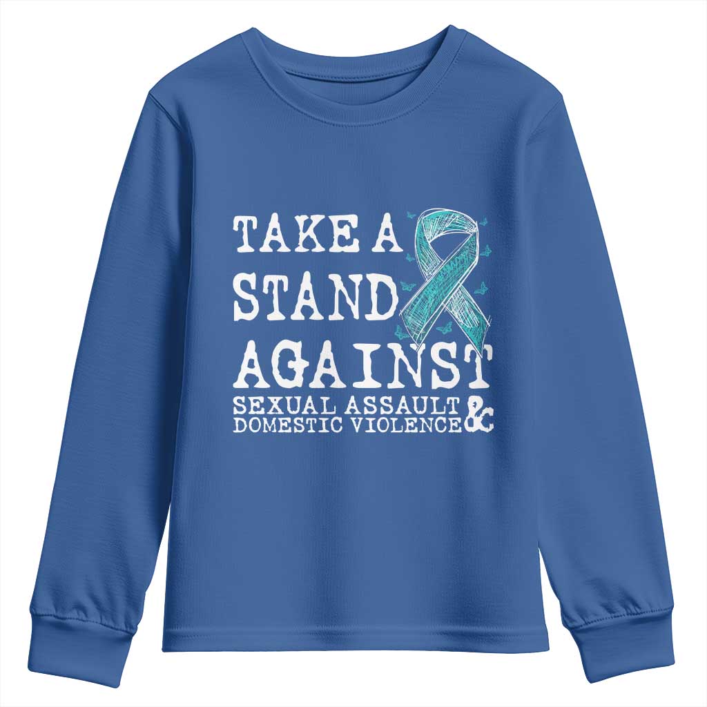 Sexual Assault Awareness Month Youth Sweatshirt Stand Against Sexual Assault & Domestic Violence TS14 Royal Blue Print Your Wear
