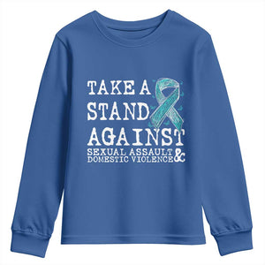 Sexual Assault Awareness Month Youth Sweatshirt Stand Against Sexual Assault & Domestic Violence TS14 Royal Blue Print Your Wear