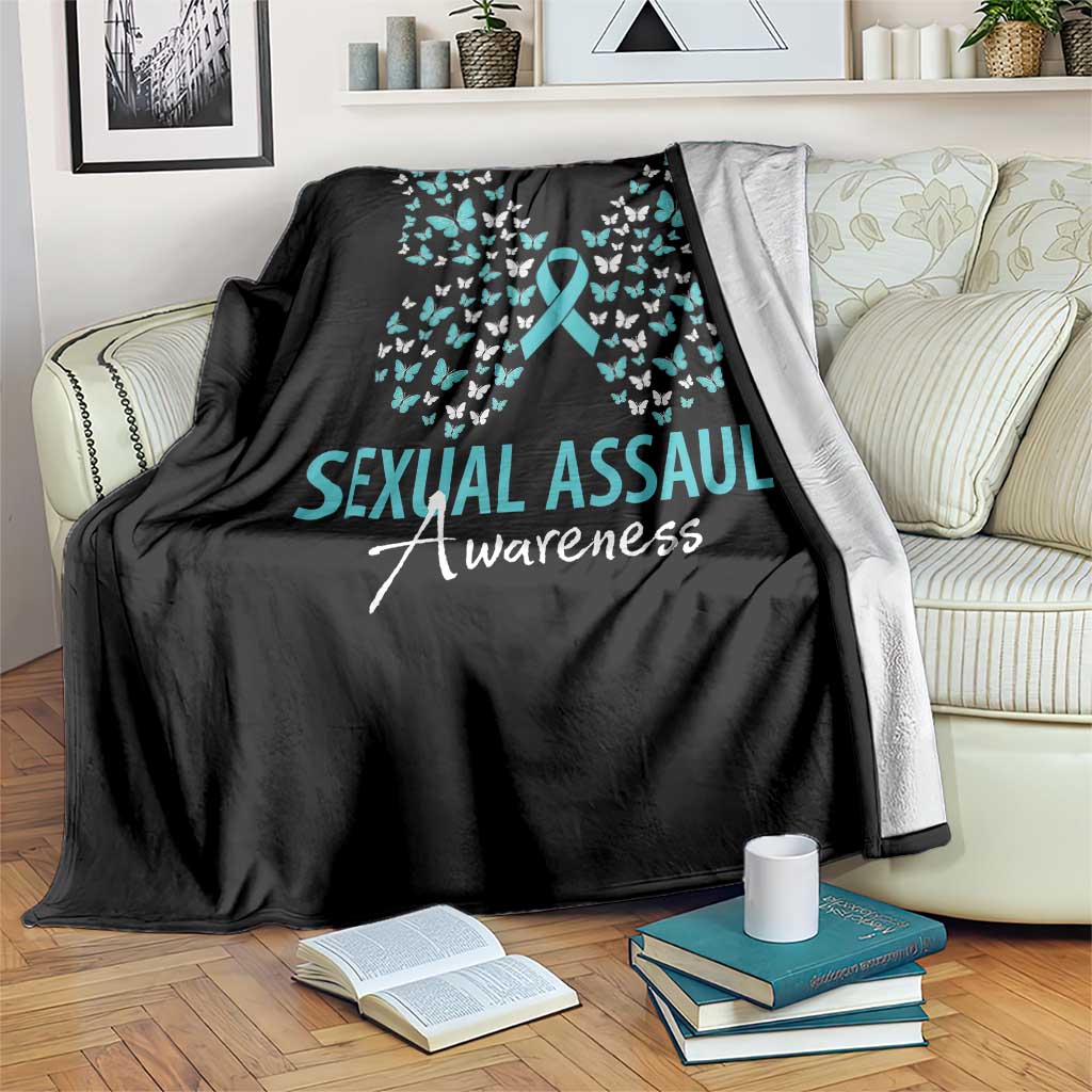 Sexual Assault Awareness Butterfly Ribbon Throw Blanket TS14 Print Your Wear