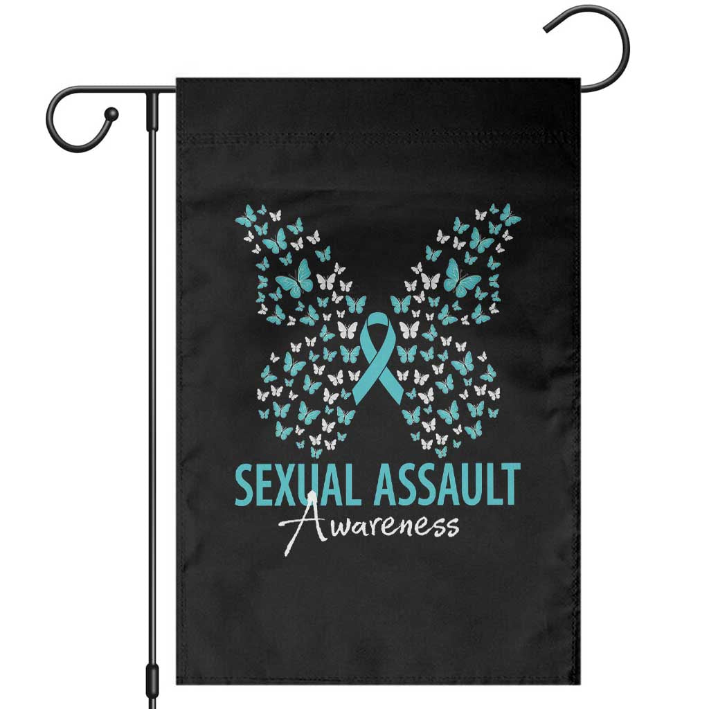 Sexual Assault Awareness Butterfly Ribbon Garden Flag TS14 Black Print Your Wear