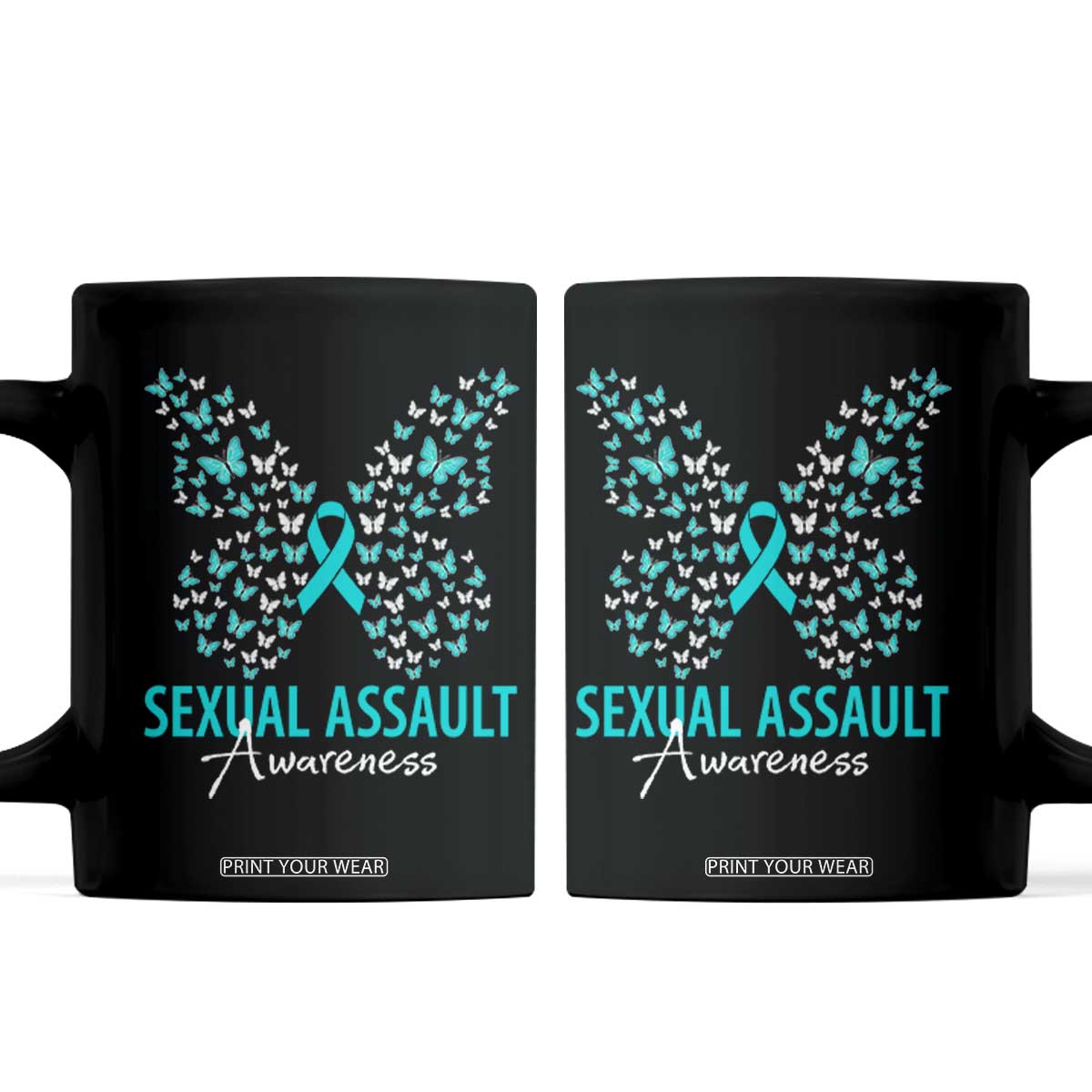 Sexual Assault Awareness Butterfly Ribbon Coffee Mug TS14 Black Print Your Wear